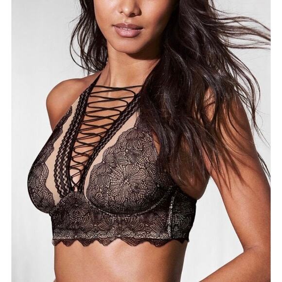 Victoria's Secret Other - Victoria's Secret Sz L Very Sexy Bralette Black Lace Stretch Unique Comfy Soft